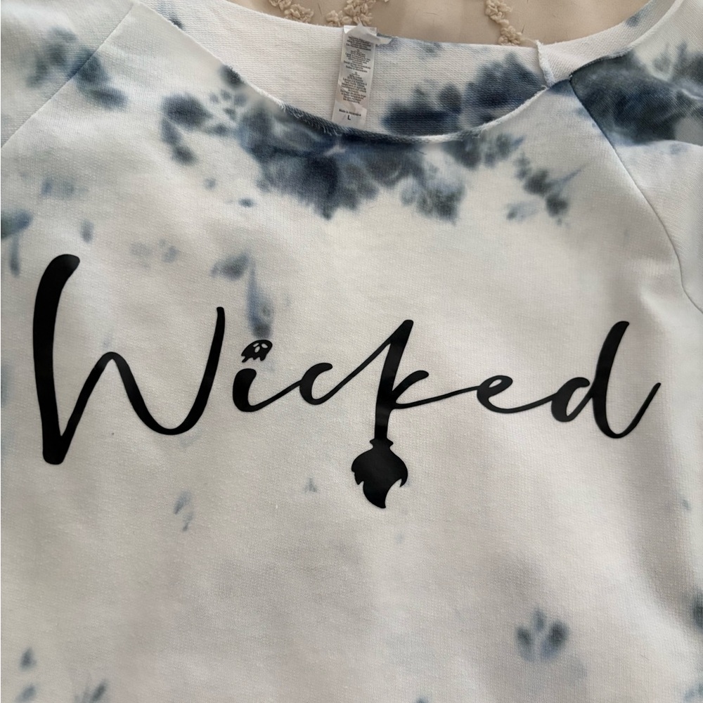 White and Blue Tie-dye Top